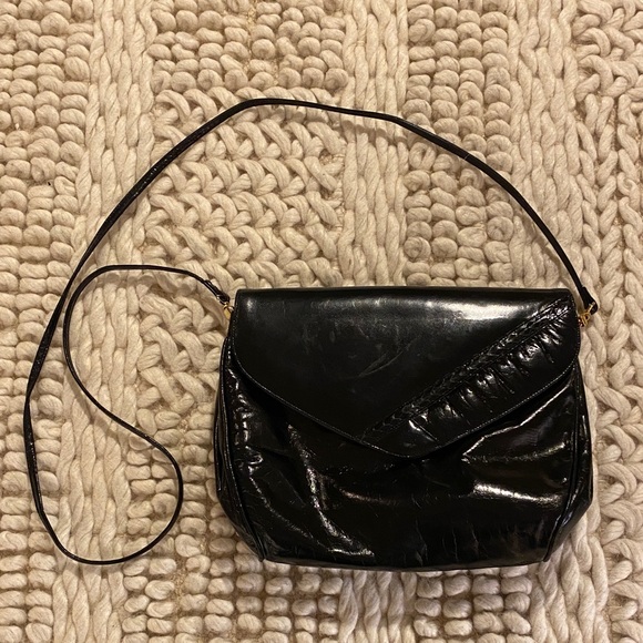 Vintage Patent Leather w/ Snakeskin Clutch / Crossbody - Picture 3 of 15